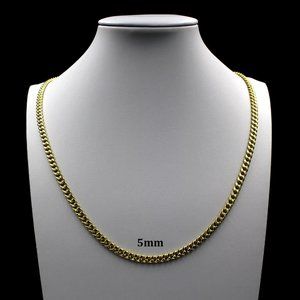 Real 10K Yellow Gold 5mm Miami Cuban Link Chain Necklace 18" inch